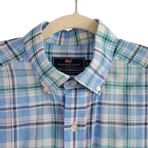 Vineyard Vines Classic Fit Tucker Shirt Button Down Mens Size M Blue Green Plaid